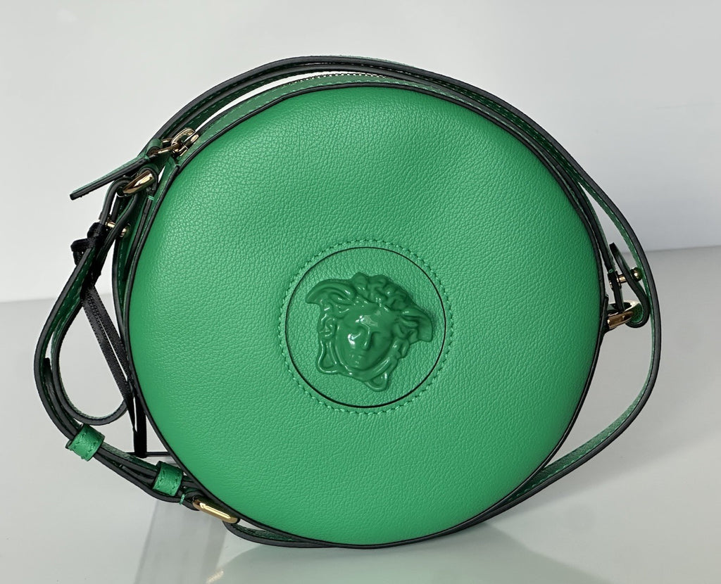 Versace Medusa Head Leather Round Bright Green Crossbody Bag 1021602 IT NWT
