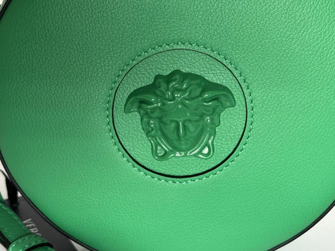 Versace Medusa Head Leather Round Bright Green Crossbody Bag 1021602 IT NWT