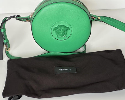 Versace Medusa Head Leather Round Bright Green Crossbody Bag 1021602 IT NWT