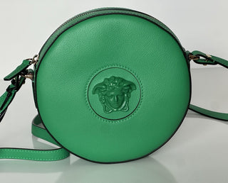 Versace Medusa Head Leather Round Bright Green Crossbody Bag 1021602 IT NWT