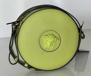 Versace Medusa Head Calf Leather Round Citron Crossbody Bag 1021602 IT NWT