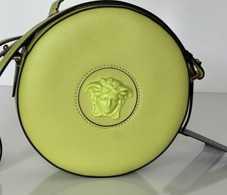 Versace Medusa Head Calf Leather Round Citron Crossbody Bag 1021602 IT NWT