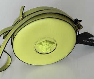 Versace Medusa Head Calf Leather Round Citron Crossbody Bag 1021602 IT NWT