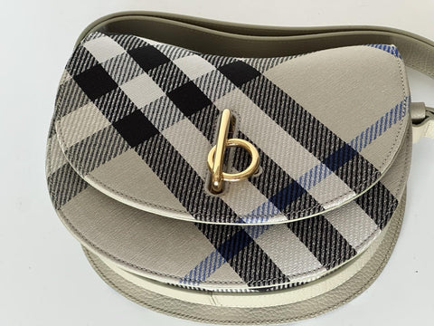 Burberry Small Rocking Horse Check Lichen Bag Jackquard Italy 80996621 NWT $1990