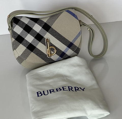 Burberry Small Rocking Horse Check Lichen Bag Jackquard Italy 80996621 NWT $1990