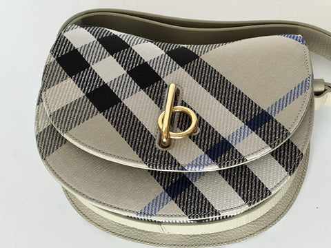 Burberry Small Rocking Horse Check Lichen Bag Jackquard Italy 80996621 NWT $1990