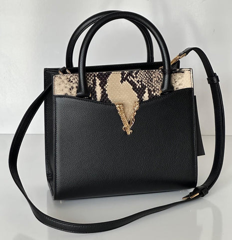Versace Virtus Calf Leather Small Black Top Handle Bag 1005960 IT NWT $1825