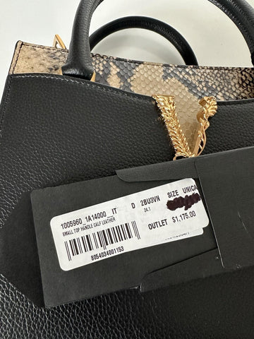 Versace Virtus Calf Leather Small Black Top Handle Bag 1005960 IT NWT $1825