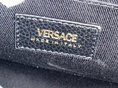 Versace Virtus Calf Leather Small Black Top Handle Bag 1005960 IT NWT $1825