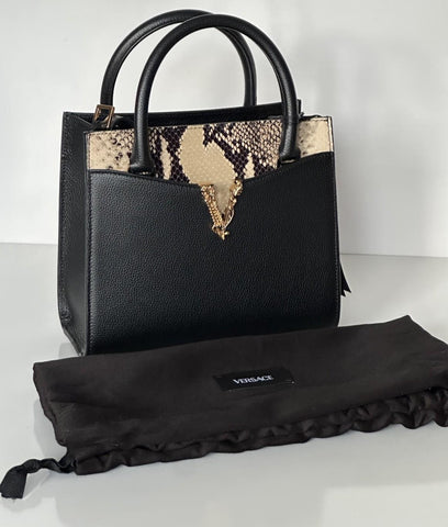 Versace Virtus Calf Leather Small Black Top Handle Bag 1005960 IT NWT $1825