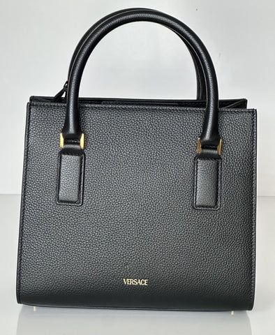 Versace Virtus Calf Leather Small Black Top Handle Bag 1005960 IT NWT $1825