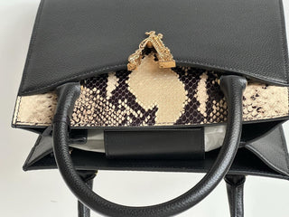 Versace Virtus Calf Leather Small Black Top Handle Bag 1005960 IT NWT $1825