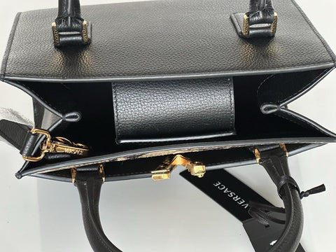 Versace Virtus Calf Leather Small Black Top Handle Bag 1005960 IT NWT $1825