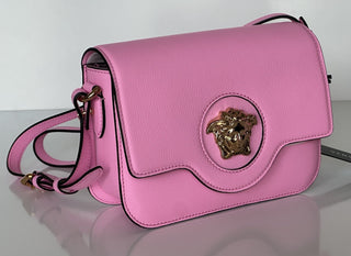 Versace Gold Medusa Head Leather Pink Paradise Small Shoulder Bag 1008100 NWT