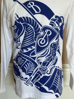 Burberry EKD Printed Men’s White/Blue T-shirt Small 8077669 Portugal NWT $910