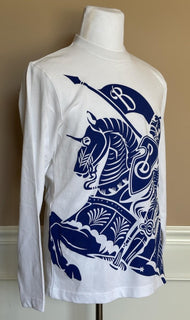 Burberry EKD Printed Men’s White/Blue T-shirt Small 8077669 Portugal NWT $910