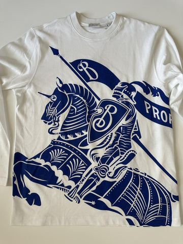 Burberry EKD Printed Men’s White/Blue T-shirt Small 8077669 Portugal NWT $910