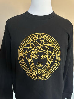 Versace Medusa Embroidered Black Cotton Sweatshirt  6 US 40 Eu A89567S NWT $790