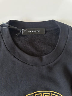 Versace Medusa Embroidered Black Cotton Sweatshirt  6 US 40 Eu A89567S NWT $790