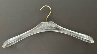 VERSACE Valplastick Clear Patented Coat/Jacket Hanger with Gold Hardware 15.7”