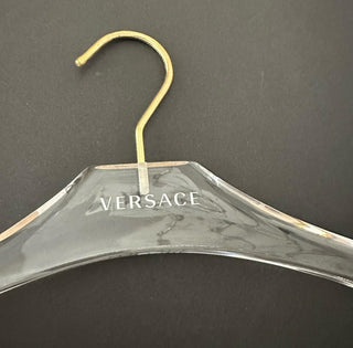 VERSACE Valplastick Clear Patented Coat/Jacket Hanger with Gold Hardware 15.7”