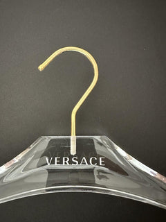 VERSACE Valplastick Clear Patented Coat/Jacket Hanger with Gold Hardware 15.7”