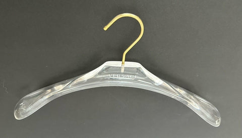VERSACE Valplastick Clear Patented Coat/Jacket Hanger with Gold Hardware 15.7”