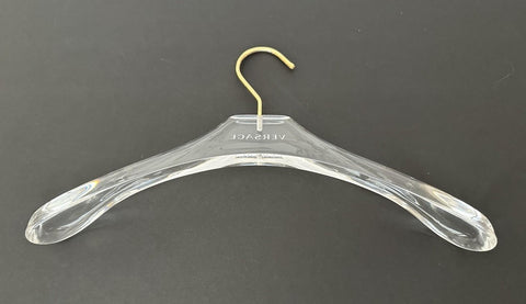 VERSACE Valplastick Clear Patented Coat/Jacket Hanger with Gold Hardware 15.7”