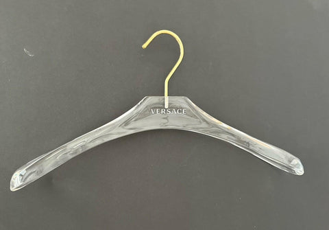 VERSACE Valplastick Clear Patented Coat/Jacket Hanger with Gold Hardware 15.7”