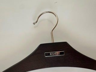 Gucci Brown Wood Hanger for Dress/Pants/Suit/Jacket with Silver Hardware 16 x 6