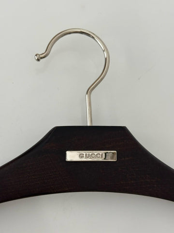 Gucci Brown Wood Hanger for Dress/Pants/Suit/Jacket with Silver Hardware 16 x 6