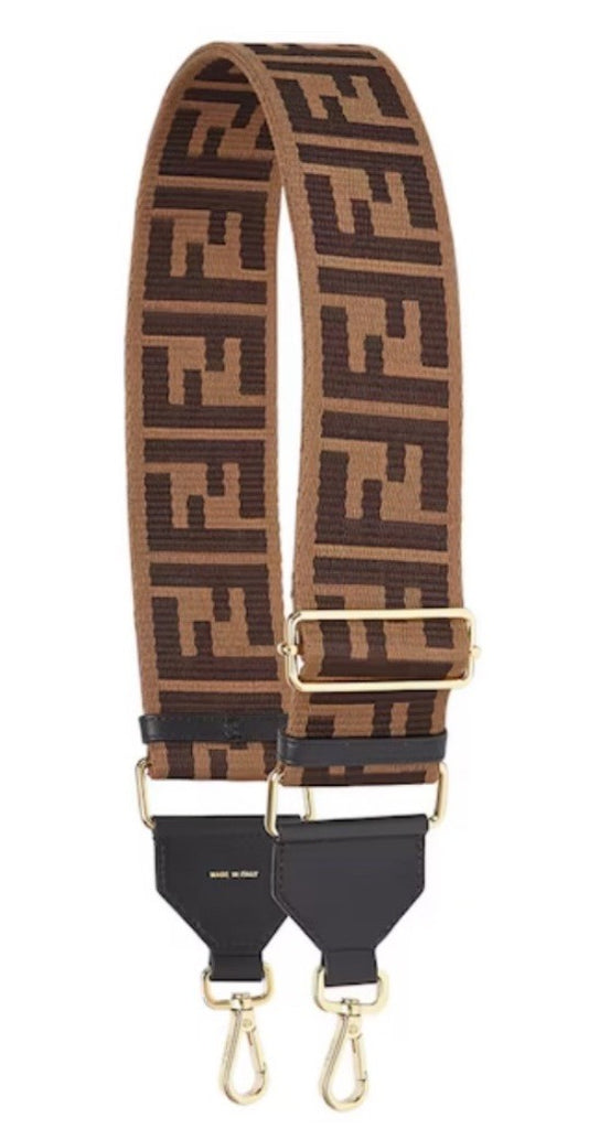 FENDI FF Logo Adjustable Strap Brown Made in Italy NWT $980