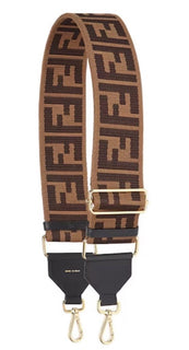 FENDI FF Logo Adjustable Strap Brown Made in Italy NWT $980