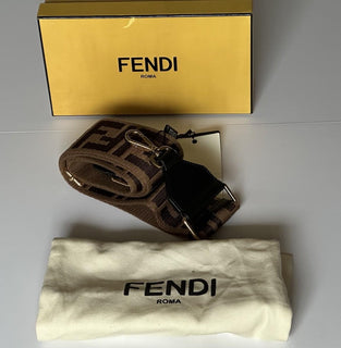 FENDI FF Logo Adjustable Strap Brown Made in Italy NWT $980