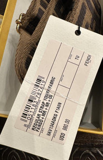FENDI FF Logo Adjustable Strap Brown Made in Italy NWT $980