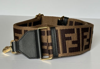FENDI FF Logo Adjustable Strap Brown Made in Italy NWT $980