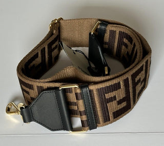 FENDI FF Logo Adjustable Strap Brown Made in Italy NWT $980