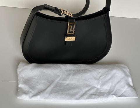 Versace Greca Goddess Leather Black Large Hobo Bag 1013166 Italy NWT $1795