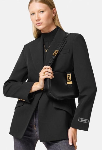 Versace Greca Goddess Leather Black Large Hobo Bag 1013166 Italy NWT $1795