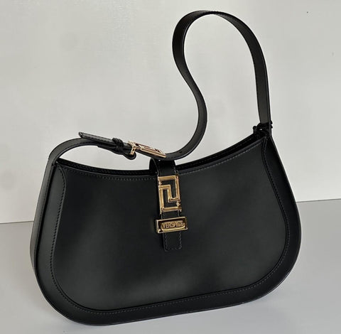 Versace Greca Goddess Leather Black Large Hobo Bag 1013166 Italy NWT $1795