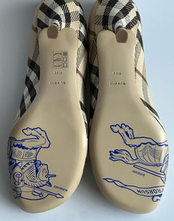 Burberry Women's Pump Alabaster IP Check Shoes 9.5 US (39.5) 8100970 IT NIB $890