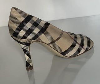 Burberry Women's Pump Alabaster IP Check Shoes 9.5 US (39.5) 8100970 IT NIB $890