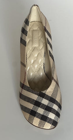 Burberry Women's Pump Alabaster IP Check Shoes 9.5 US (39.5) 8100970 IT NIB $890