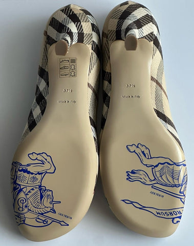 Burberry Women's Pump Alabaster IP Check Shoes 7.5 US (37.5) 8100970 IT NIB $890