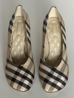 Burberry Women's Pump Alabaster IP Check Shoes 7 US (37 Eu) 8100970 IT NIB $890