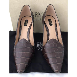 NIB $825 Armani Collezioni Women's High Heel Leather Dress Shoes 7 US X5E016 IT