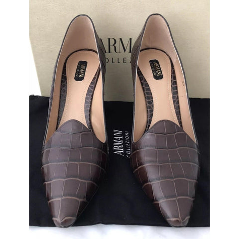 NIB $825 Armani Collezioni Women's High Heel Leather Dress Shoes 7 US X5E016 IT