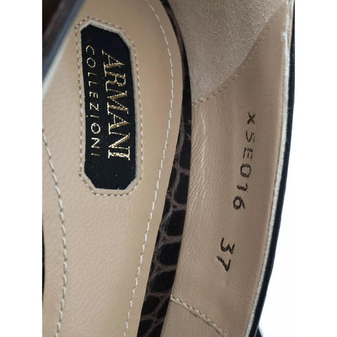 NIB $825 Armani Collezioni Women's High Heel Leather Dress Shoes 7 US X5E016 IT