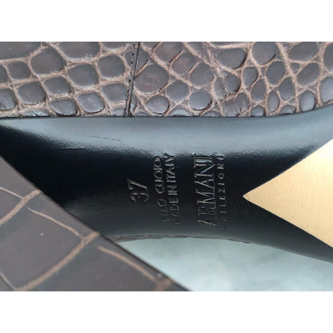 NIB $825 Armani Collezioni Women's High Heel Leather Dress Shoes 7 US X5E016 IT