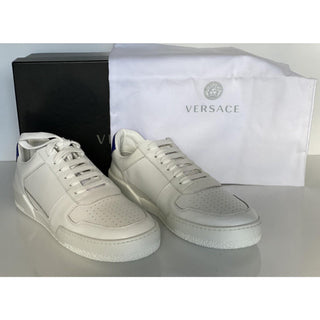 NIB $495 Versace Men's White Leather Sneakers 10 US (43 Euro) Italy DSU7843